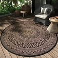 thumbnail image 1 of SIXHOME Outdoor Rugs 8'x8' Round Indoor Outdoor Rugs Waterproof Reversible Patio Rug Plastic Straw Lightweight Outdoor Carpet for RV Camping Deck Balcony Graden Beach Boho Porch Decor Brown, 1 of 6