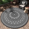 thumbnail image 1 of SIXHOME Outdoor Rugs 8'x8' Round Indoor Outdoor Rugs Waterproof Reversible Patio Rug Plastic Straw Lightweight Outdoor Carpet for RV Camping Deck Balcony Graden Beach Boho Porch Decor Black, 1 of 7