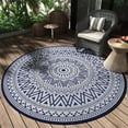 thumbnail image 1 of SIXHOME Outdoor Rugs 8'x8' Round Indoor Outdoor Rugs Waterproof Reversible Patio Rug Plastic Straw Lightweight Outdoor Carpet for RV Camping Deck Balcony Graden Beach Boho Porch Decor Blue, 1 of 6