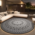 thumbnail image 1 of SIXHOME Outdoor Rugs with LED Strip Lights 8'x8' Round Indoor Outdoor Rugs Waterproof Reversible Patio Rug Plastic Straw Lightweight Outdoor Carpet for RV Camping Deck Balcony Beach Boho Porch Decor, 1 of 7