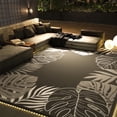 thumbnail image 1 of SIXHOME 8'x10' Feet Waterproof Outdoor Rug with Led Light Strips, Reversible Black Plastic Patio Mat with Straw Texture Tropical Palm Leaf, Non-Slip Carpet for Camping, RV, Balcony, Porch, Picnic, 1 of 8