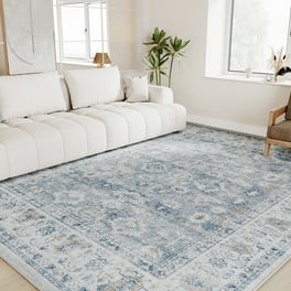 Traditional 5x7 Area Rug 5 3 x 7 3 Medallion White Blue Living Room Easy to Clean Walmart