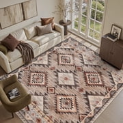 SIXHOME 5'x7' Area Rugs for Living Room Washable Rugs Vintage Boho Area Rug Soft Moroccan Geometric Indoor Rug for Bedroom Dining Room Office Foldable Nonslip A