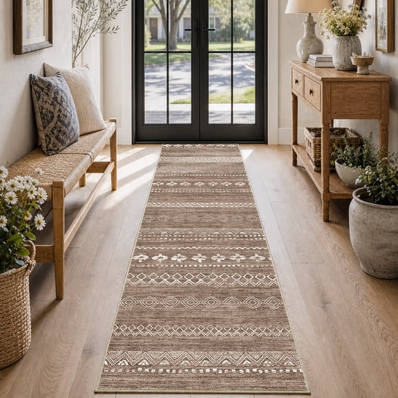 SIXHOME Runner Rugs 2'x8' Washable Rugs Carpet Soft Rugs for Living Room Bedroom Entryway Hallway Kitchen Brown