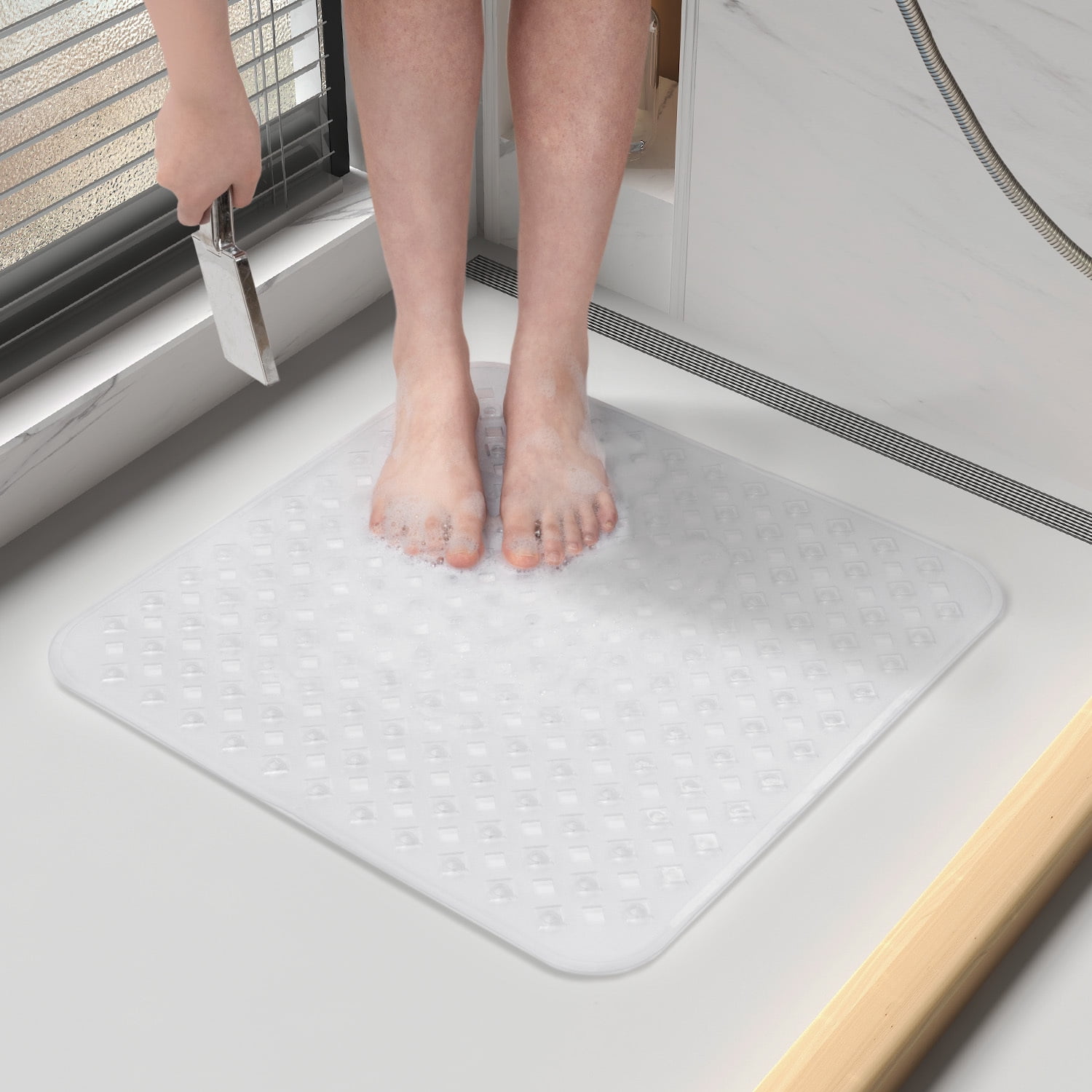 Customizable Size Splicing Bathroom Shower Mat with Suction Cup