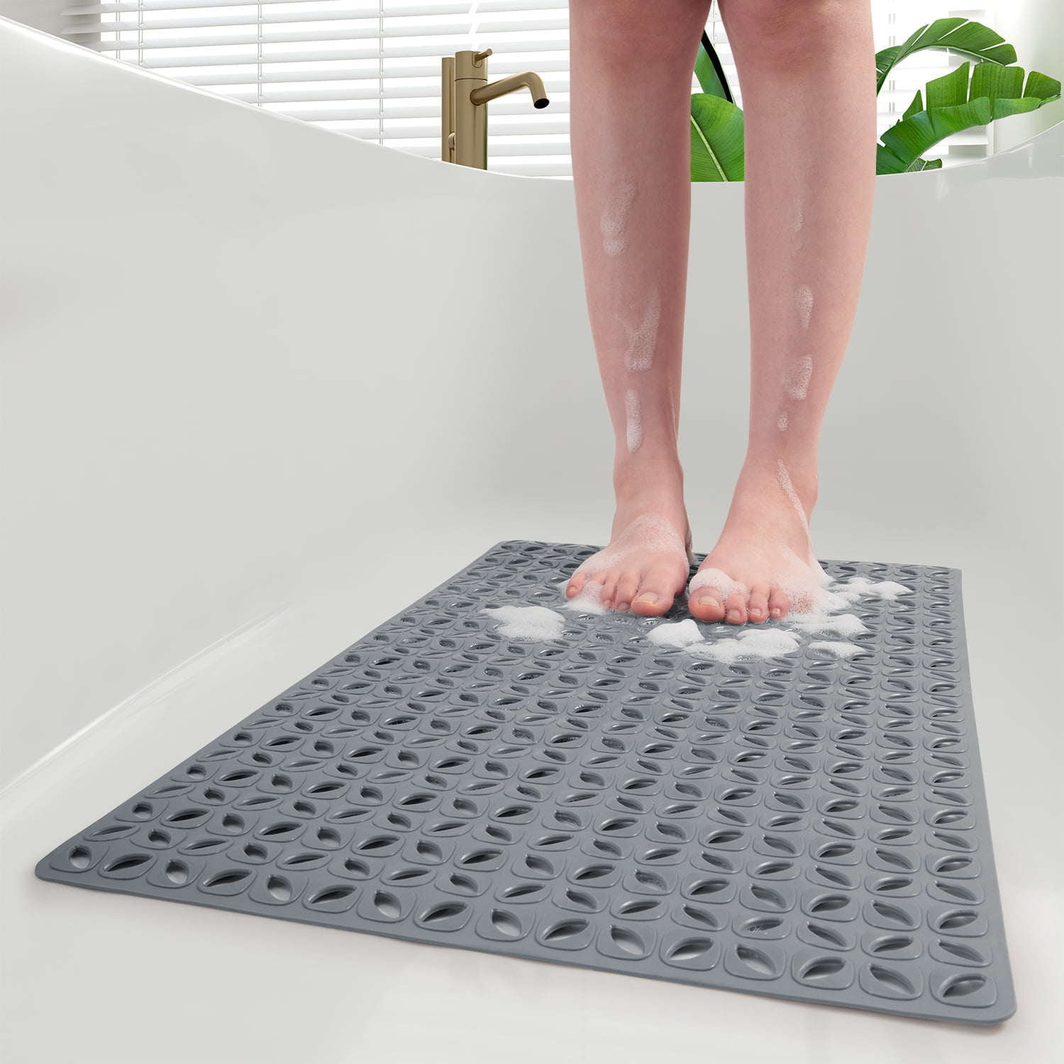 SIXHOME Shower Mat Non Slip 21x21 Shower Floor Mat Square Shower Mat for  Shower Stall with Suction Cups and Drain Holes Shower Stall Mat Bathroom