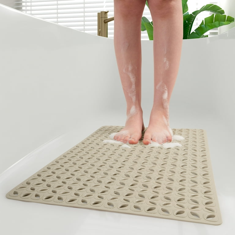  OLANLY Shower Mat Non Slip, 27.5x15.5 Bathtub Mats, Machine  Washable Bath Mat for Tub with Drain Holes and Suction Cups to Keep Floor  Clean, Soft on Feet, Bathroom Accessories, Clear 