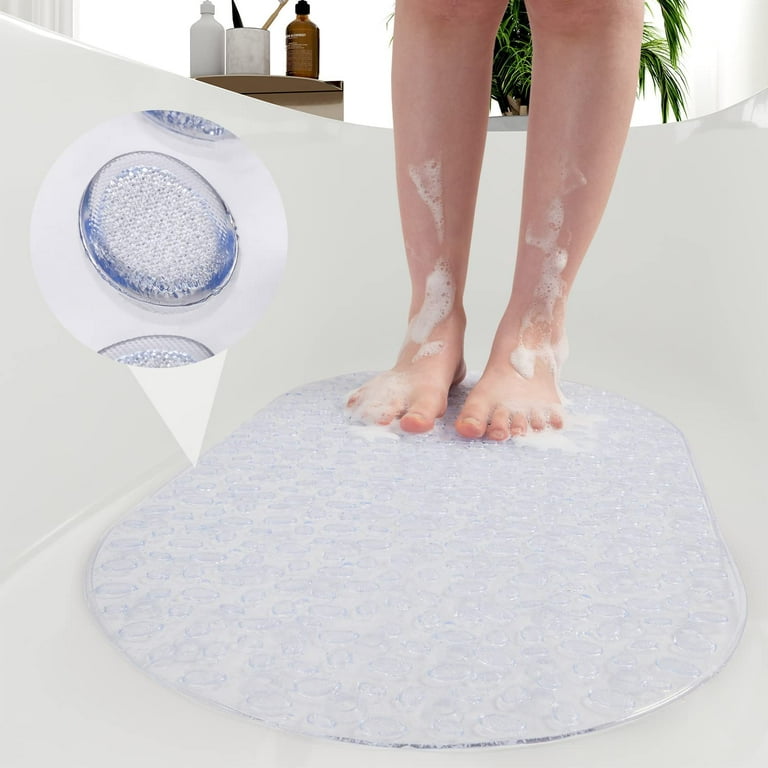 REINDEER FLY Non Slip Bathtub Mat , Shower, Tub Mat, Machine Washable  Shower Mat with Suction Cups & Drain Holes, Bathroom Tub Mat ,16x  35,Clear