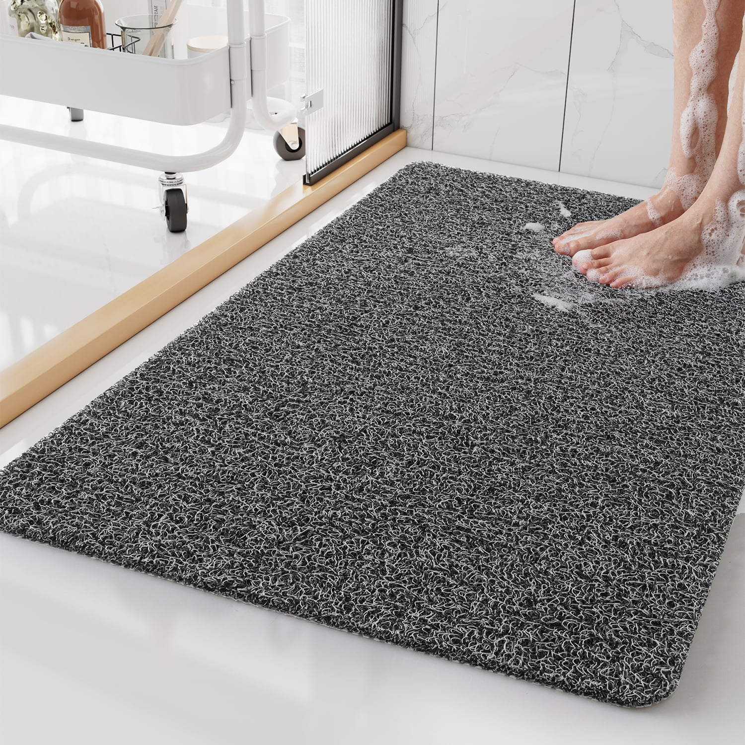 SIXHOME Loofah Shower Mat 24x24 Non Slip Bathtub Mat PVC Quick Drying  Bath Mat Comfortable Textured Surface Easy Cleaning Shower Floor Mat Grey