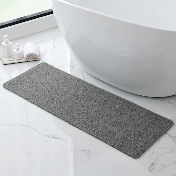 SIXHOME Non Slip Shower Mat 17"x47" PVC Loofah Shower Mats for Bathtub Quick Drying Shower Floor Mat with Comfortable Textured Surface Easy Cleaning Shower Mat for Shower Stall Gray
