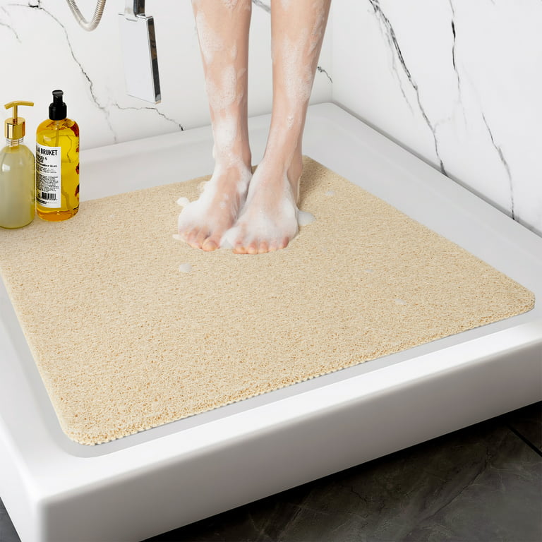 SIXHOME Loofah Shower Mat 24x24 Non Slip Bathtub Mat PVC Quick Drying Bath  Mat Comfortable Textured Surface Easy Cleaning Shower Floor Mat Black 