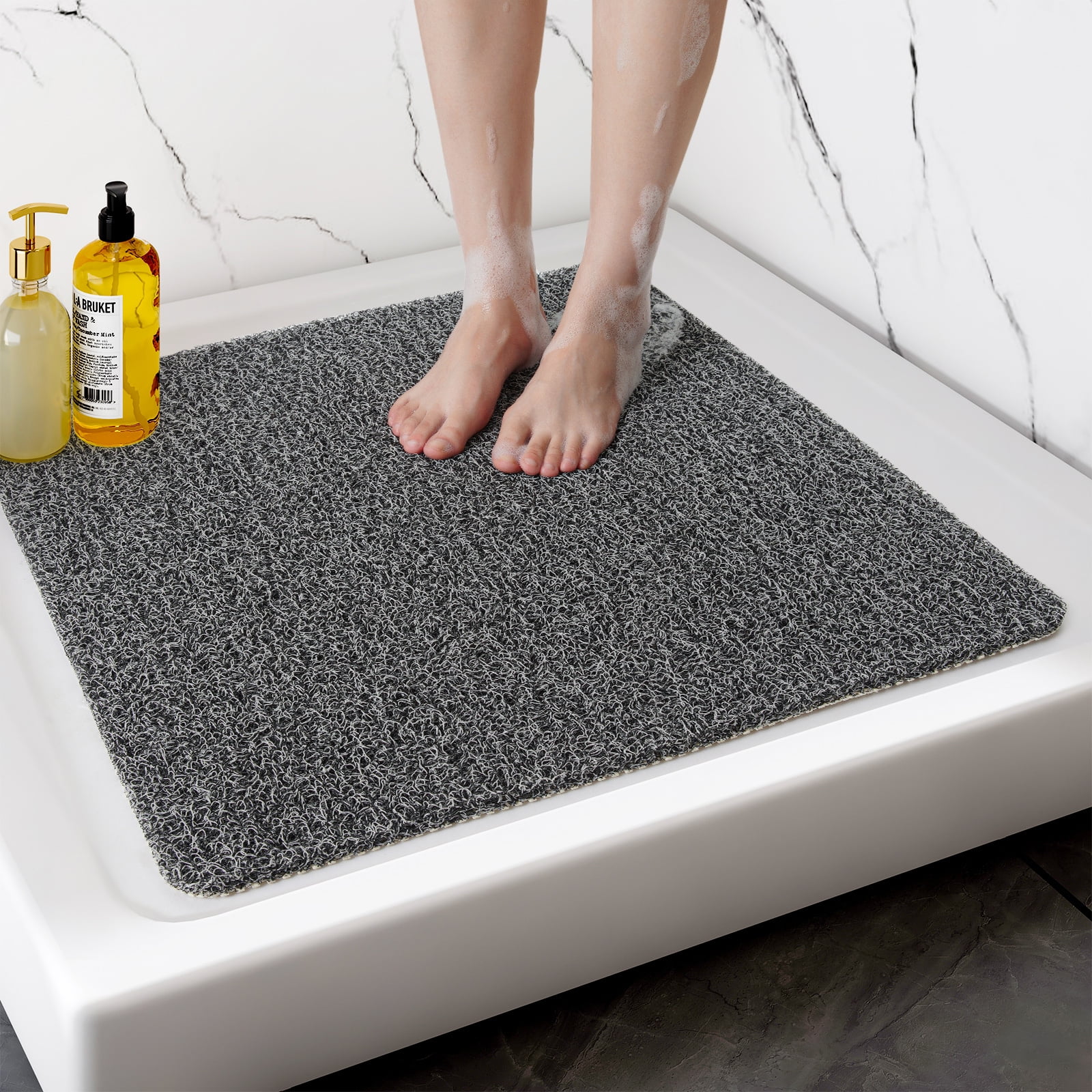 SIXHOME Shower Mats for Bathtub PVC Loofah Bath Mat Non Slip Quick