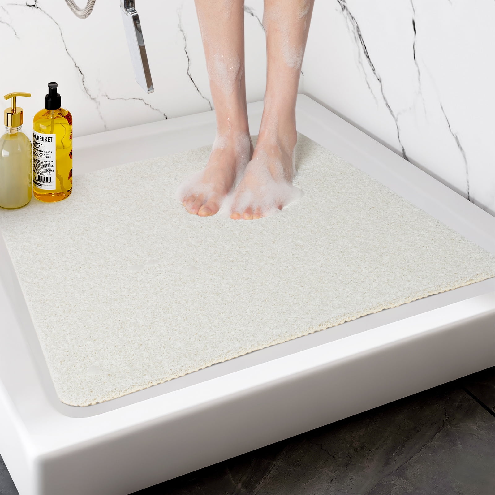 Ofocase Foot Scrubber Shower Mat, Oval Bathtub Mat with Antislip Suction  Cups and Drain Holes Non Slip Bath Mat-Gray 