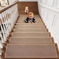 thumbnail image 1 of SIXHOME Stair Treads 1 Pack 8"x30" for Wooden Steps Braid Weave Non-Slip Staircase Indoor Comfort Rubber Backing Washable Runners Kids Dog-Friendly Treads Mats Set Beige, 1 of 6