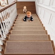 SIXHOME Stair Treads 1 Pack 8"x30" for Wooden Steps Braid Weave Non-Slip Staircase Indoor Comfort Rubber Backing Washable Runners Kids Dog-Friendly Treads Mats 