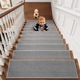thumbnail image 1 of SIXHOME Stair Treads 15 Pack 8"x30" for Wooden Steps Braid Weave Non-Slip Staircase Indoor Comfort Rubber Backing Washable Runners Kids Dog-Friendly Treads Mats Set Grey, 1 of 7