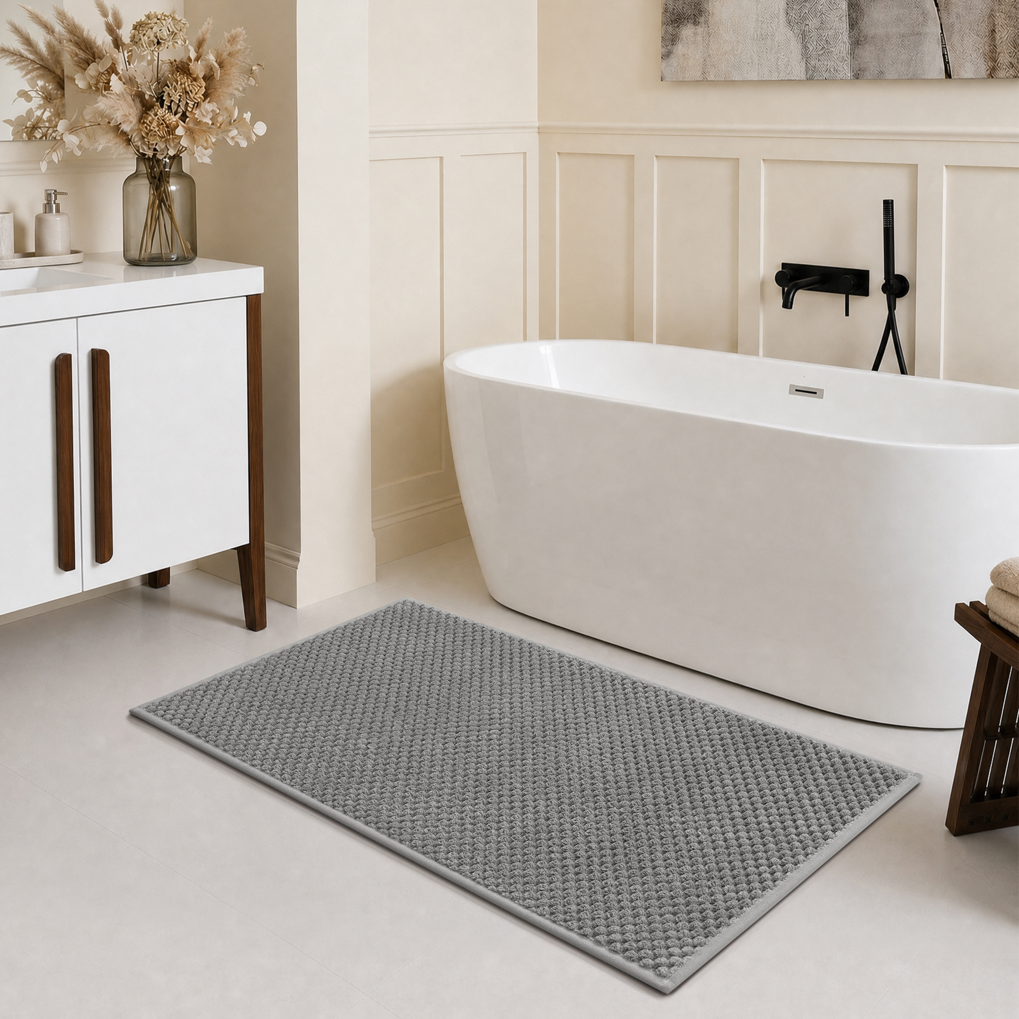 SIXHOME Waffle Bathroom Rug Non Slip Absorbent Bath Mat Soft Quick Dry Washable Bathroom Floor Rug For Shower Tub 17 X28 Gray: Quick Guide for Smart Shoppers