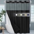 thumbnail image 1 of SIXLON No Hook 230GSM Black Luxury Weighted Waffle Weave Shower Curtains,71"x74", 1 of 9