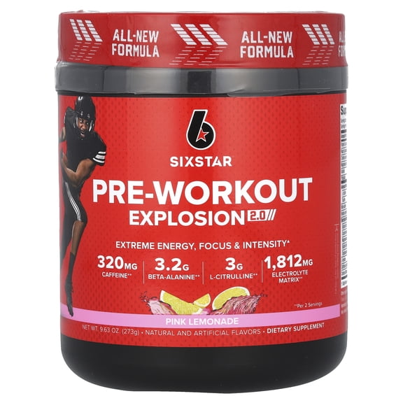 SIXSTAR Pre-Workout Explosion 2.0, Pink Lemonade , 9.63 oz (273 g)