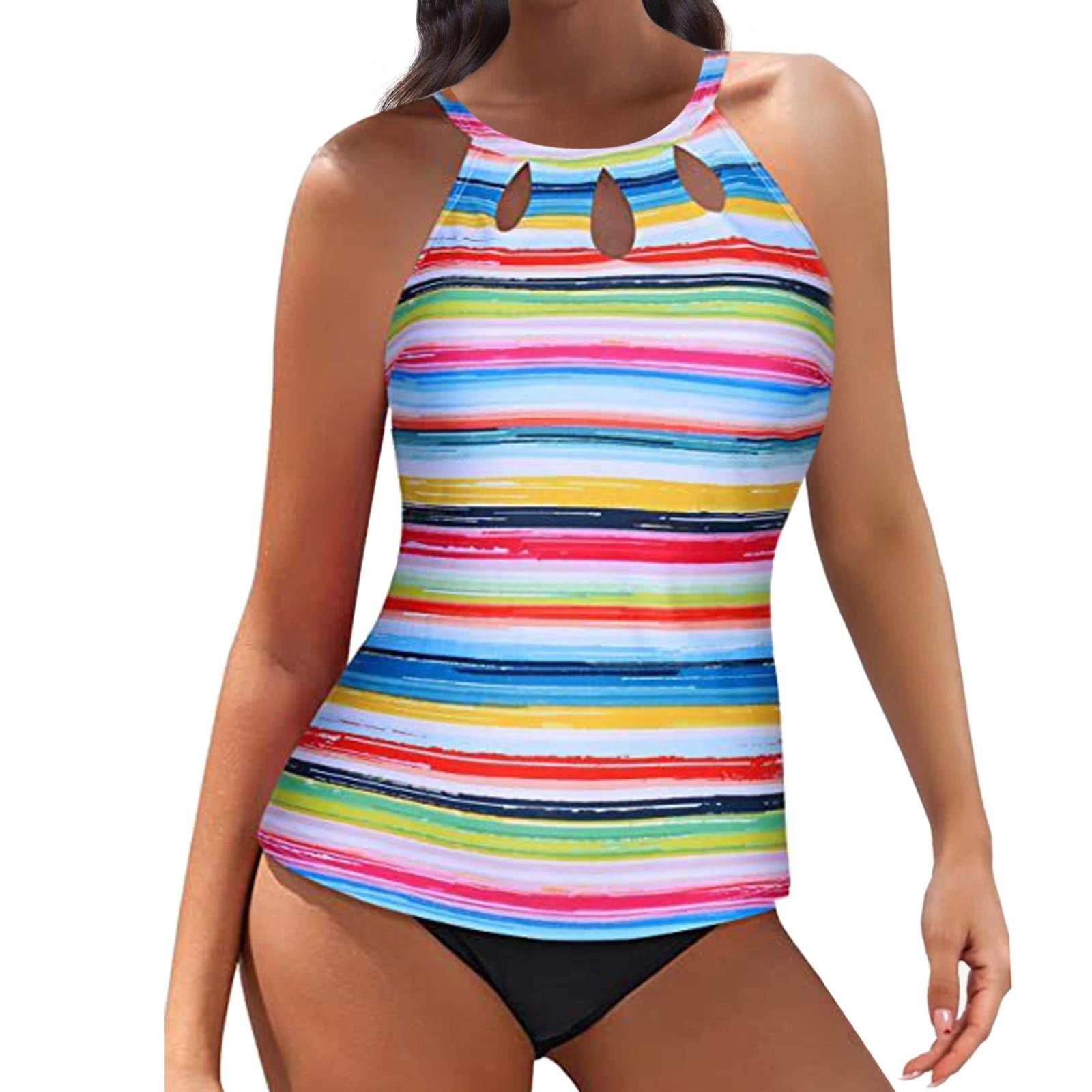 SIYECAOH Tankini Swimsuits for Women, Two Piece High Neck Tankini