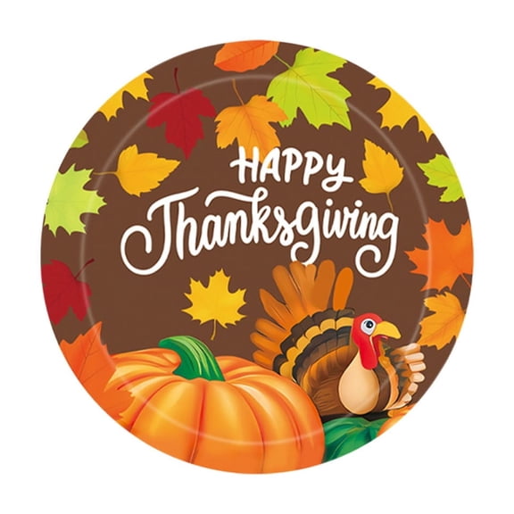 SIYTUAU 10 Pack 9 Inch Disposable Dinner Plates For Thanksgiving Feast Supplies Heavy Duty Paper Tableware Set With Harvest Pumpkin Decor Autumn Party Essentials B