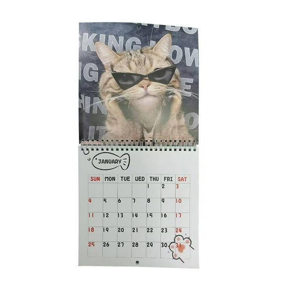SIYTUAU 2026 Whimsical Cats Wall Calendar With Cute Hat Illustrations Monthly Planner 12X12 Inches Paper Gift Idea