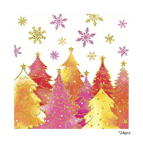 SIYTUAU 24 Pcs Christmas Plaid Napkins Disposable Paper Towels Christmas Tree Design Holiday Party Supplies Red Theme Table Decor Paper Material