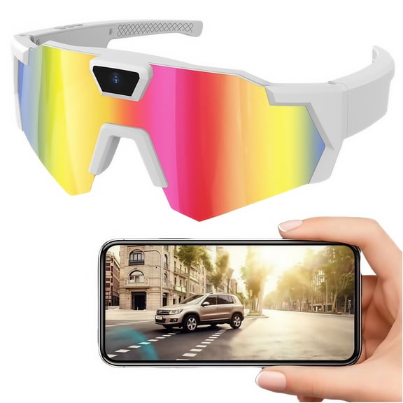 SIYTUAU 4K Video Smart Camera Sports Sunglasses For Outdoor Activities With Long Battery And Hd Recording Plastic White