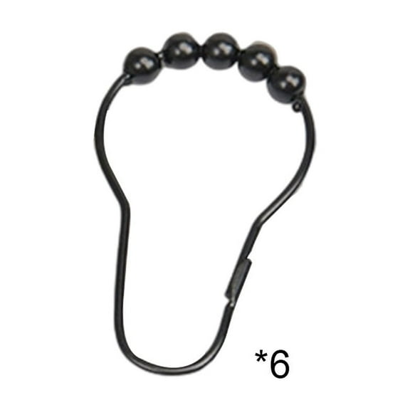 SIYTUAU 6 Pack Shower Curtain Rings Iron Rust Proof Hooks For Bathroom Window Drapery Easy Clip On Installation No Tools Needed Black Shower Hooks Black