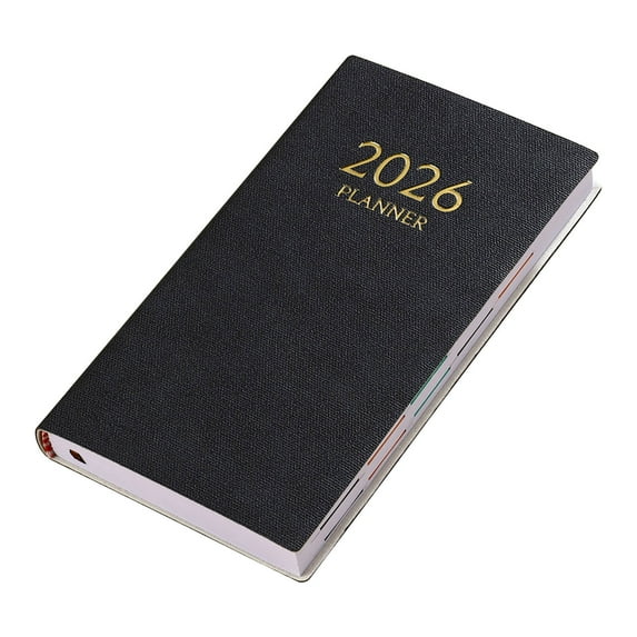 SIYTUAU A6 Daily Planner Notebook 2026 Calendar Scheduler Travel Journal Mini Organizer Portable Appointment Book Diary Paper Cover Black Black