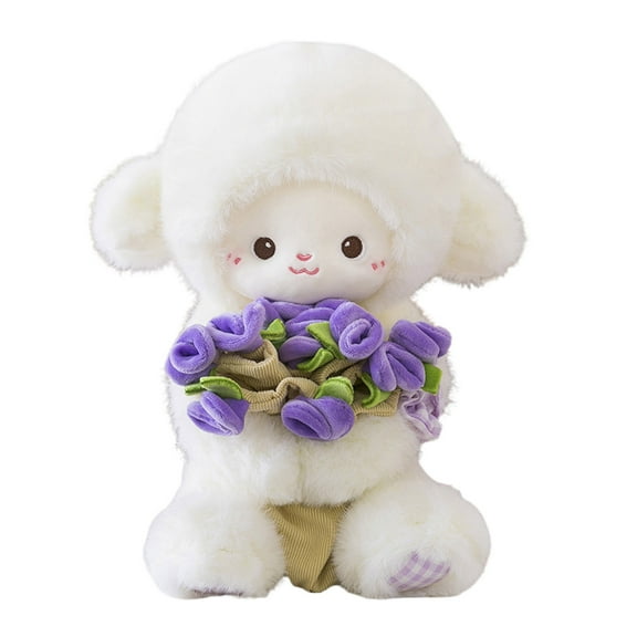 SIYTUAU Adorable Wool Doll Toy Lamb With Rose Cap Magnetic Hand Flower Transforms Into Flower Hat Plush Stuffed Animal In C C