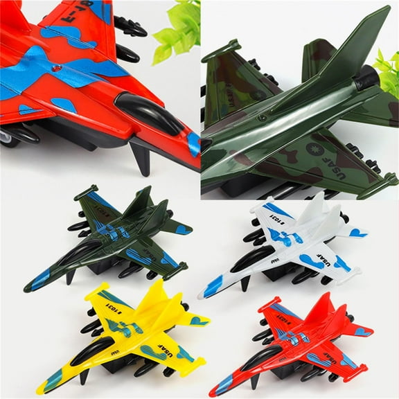 SIYTUAU Airplane Toy Set 4Pcs Pull Back Planes Helicopter Fighter Jet Collection Kids Toddler Boys Girls Play Multicolor Plastic Aviation Multicolor