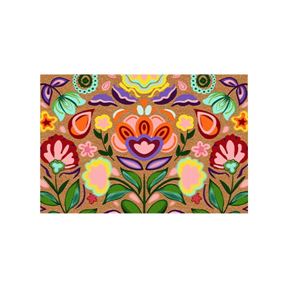 SIYTUAU Artificial Coir Floral Doormat For Front Door Outdoor Spring Welcome Mat Non-Slide Backing 31.49X19.68 Inch