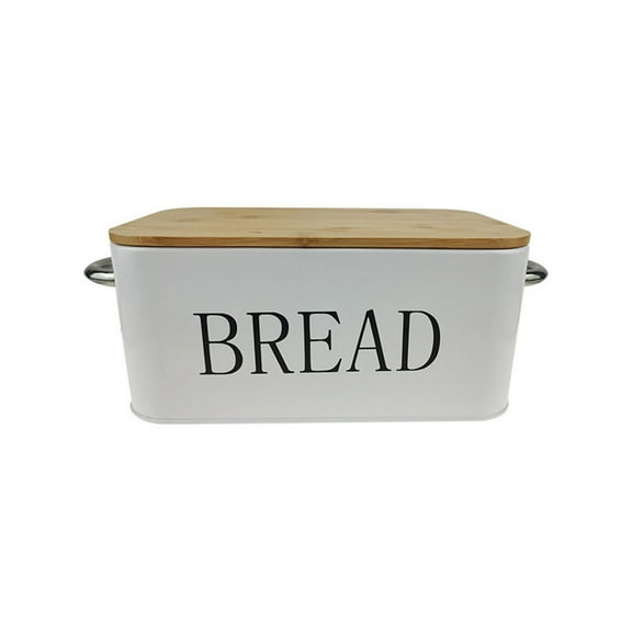 SIYTUAU Bamboo Lid Bread Box For Kitchen Storage Metal Baking Box With Iron Construction Size 11.8 X 11.9 X 7.2 Inches Bread Storage Box
