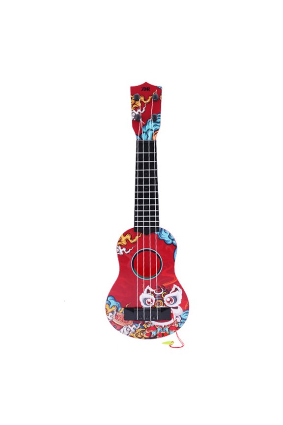 Beginner Ukulele Toy For Children Red Plastic Guitar Style Sound Making Portable Learning Musical Instrument Toy Ukulele Toy Red