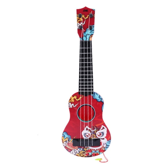 SIYTUAU Beginner Ukulele Toy For Children Red Plastic Guitar Style Sound Making Portable Learning Musical Instrument Toy Ukulele Toy Red