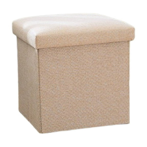 SIYTUAU Beige Foldable Linen Storage Stool For Home Organizer Shoe Changing Seat Cotton Linen Material 9.84X9.84 Inches Multi Functional Stool Beige