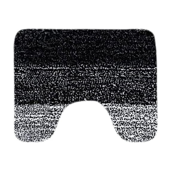 SIYTUAU Black Absorbent Microfiber U Shape Toilet Bath Mat Soft Non-Slip Bathroom Rug Machine Washable 20X16 Inches Black