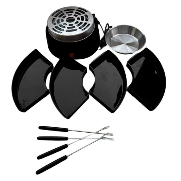 SIYTUAU Black Chocolate Melting Pot 2 In 1 Set Electric Hot Pot Roasted Marshmallow Machine Fruit Party Gathering Stainless Steel Black