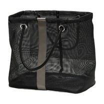 SIYTUAU Black Medium Mesh Wash Bag Portable Storage Organizer Hand Carry Bath Shower Toiletry Bag Beach Tote Waterproof Travel Bag Plastic Wash Bag 10.63In 6.69In 9.45In Black M