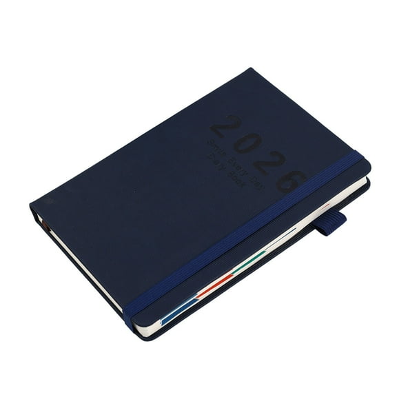 SIYTUAU Blue 2026 Calendar Notebook Vertical Strap Daily Planner A5 English Schedule Journal Blue 2026 Calendar Notebook Blue