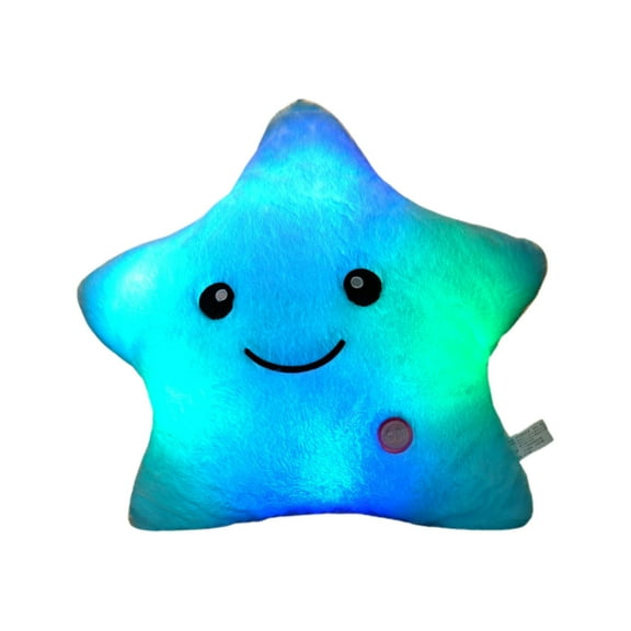 SIYTUAU Blue Glowing Star Pillow Colorful Pentagram Plush Toy For Kids And Adults Room Decor Night Light Blue
