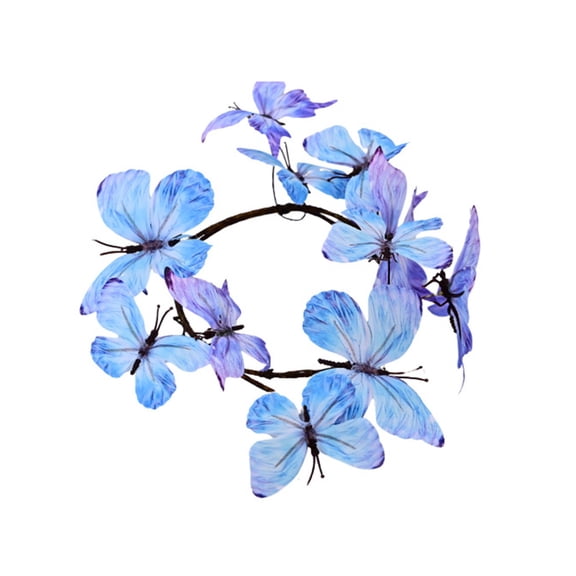 SIYTUAU Blue Purple Gradient Rattan Butterfly Garland Artificial Decorative Vine For Walls Balustrades Arch Spring Party Decor A