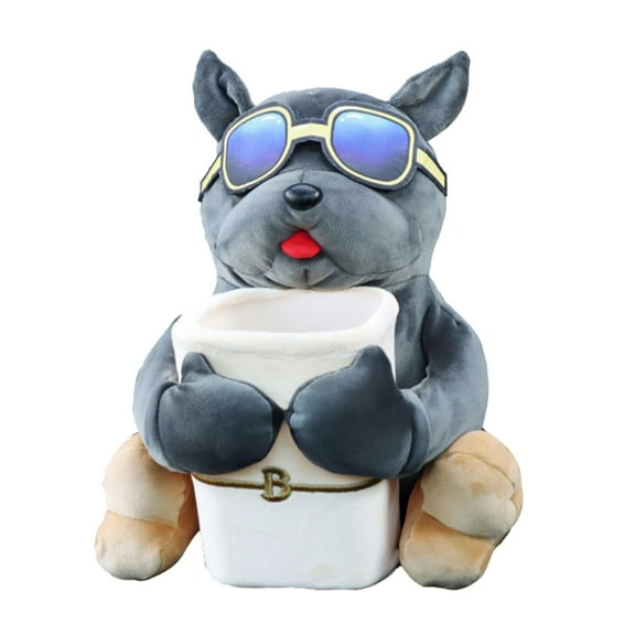 SIYTUAU Car Tissue Box Trash Can 2 In 1 Hanging Organizer Black Polyester Multi Functional Storage With Doll Design For Vehicle Armrest Accessories