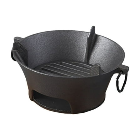 SIYTUAU Cast Iron Round Charcoal Grill Portable Outdoor Cooking And Heating Camping Picnic Backyard Bbq Grill With Durable Construction