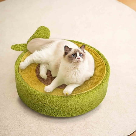 SIYTUAU Cat Scratcher Pad Bowl - Scratch Proof Scratching Post Pet Toy Mat Food Mat Round Design Green green