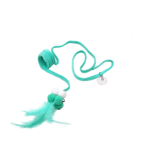 SIYTUAU Cat Toy With Hanging Design And Bells For Playful Interaction And Hunting Instinct Stimulation Green Polyester Safe And Durable Entertainment For Kittens Green