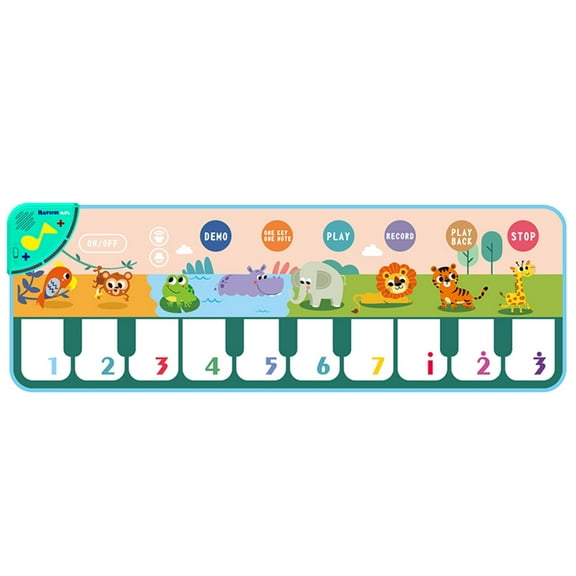 SIYTUAU Children Piano Play Mat Crawling Activity Music Game Rug Animal Sounds 110X36Cm Multicolor Polyester Musical Floor Mat For Babies