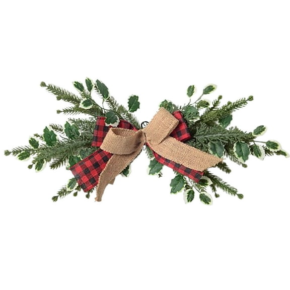 SIYTUAU Christmas Decorative Garland Wall Hanging Simulated Green Plants Home Lintel Wall Hanging Festive Felling Arrangement Plastic Material 19.7X8.7 Inches Christmas Wreath