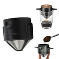 thumbnail image 1 of SIYTUAU Coffee Filter Cone Foldable Brewing Cone Stainless Steel Mesh Reusable Filter Pour Over Coffee Maker Device Black Metal Coffee Filter black, 1 of 9